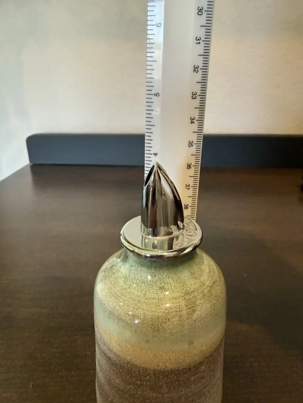 Vintage Artisan Made Pottery Green Oil Cruet Studio Pottery Signed